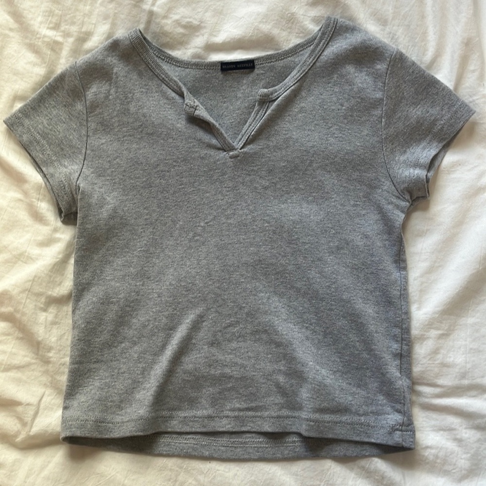 Brandy Melville Grey Ashlyn V-Notch Cropped Top